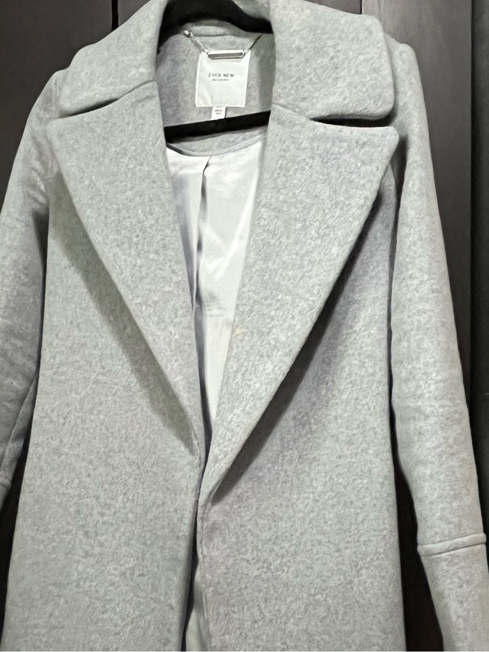 Ever New Light Grey Wool-Blend Long Trench Coat